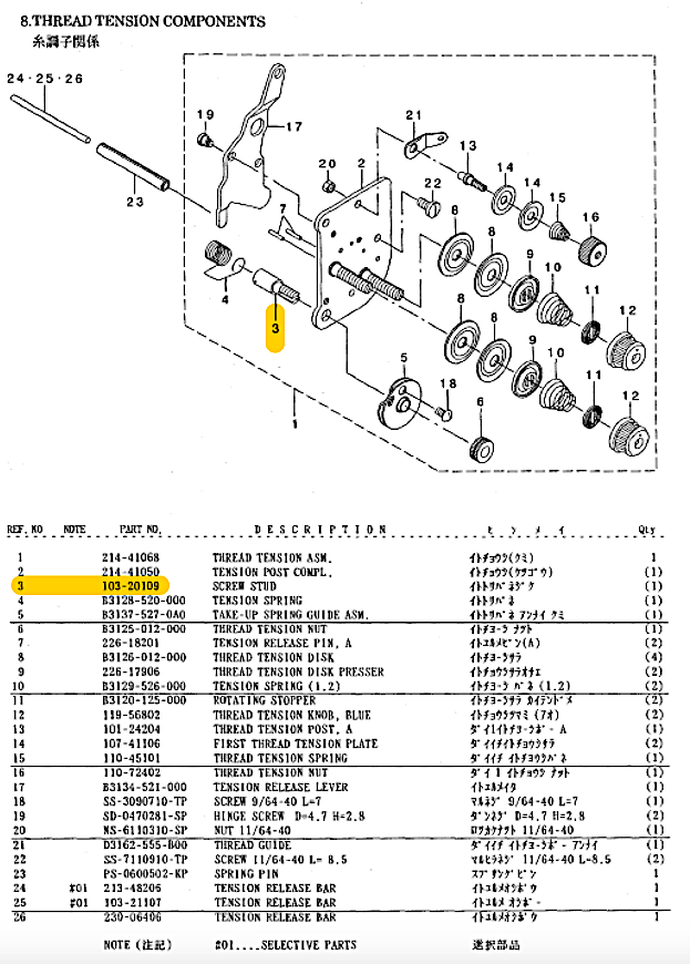 103-20109 Винт-втулка. Для Juki DNU-1541. 103-20109 Винт-втулка. Для Juki DNU-1541.